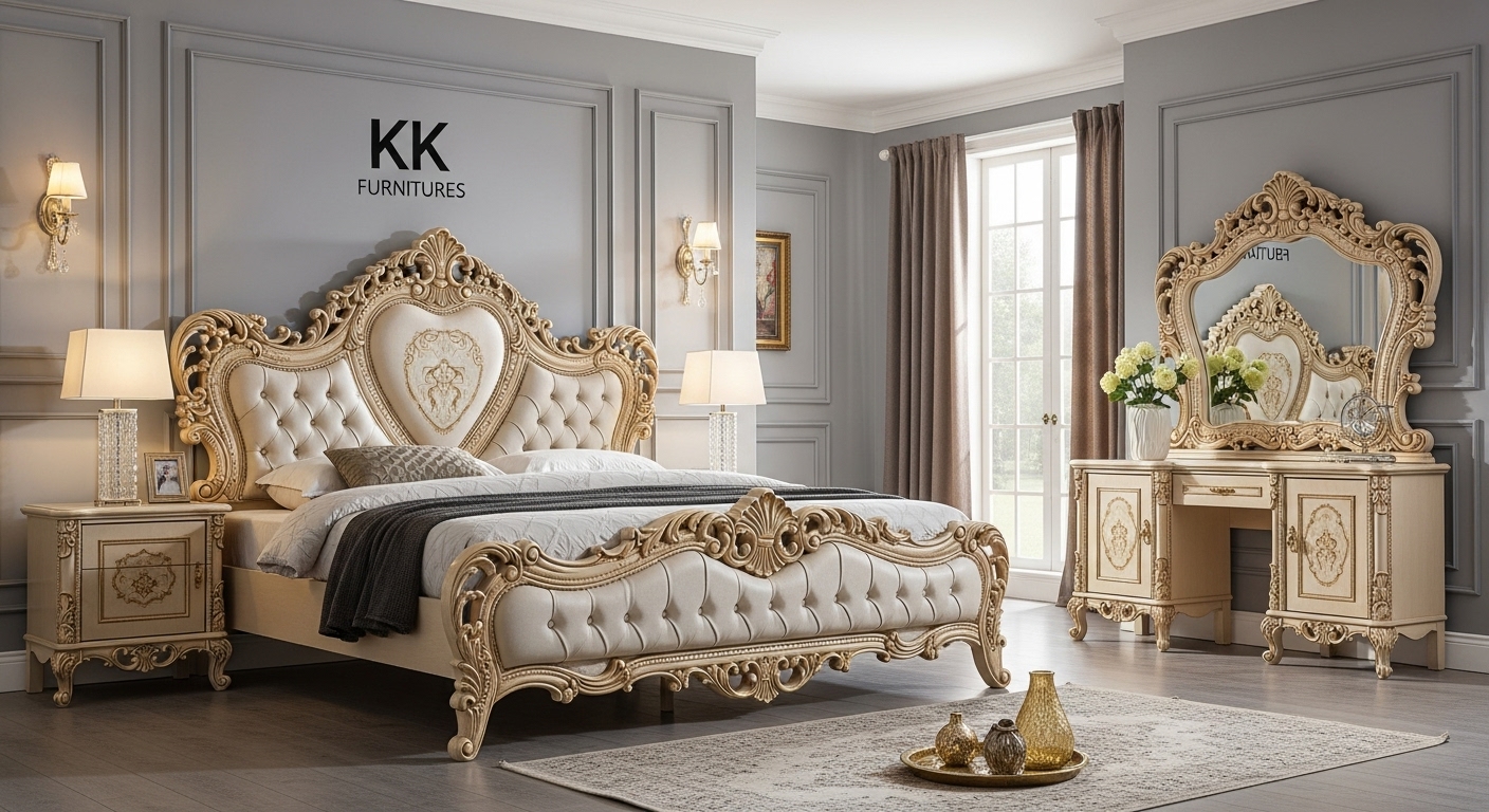 Affordable Wooden Bed Design in Pakistan- KK Furniture